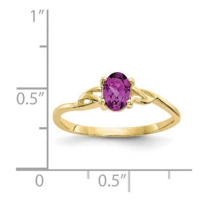 10K Gelbgold Ring mit poliertem echtem Rhodolith-Granat-Geburtsstein