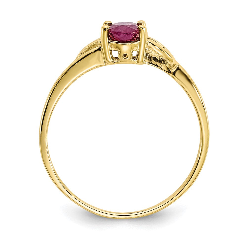 10K Gelbgold Ring mit poliertem, echtem Rubin-Geburtsstein