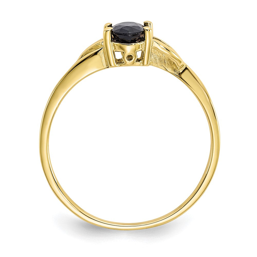 10K-Gelbgold-Ring mit poliertem Echtem Saphir-Geburtsstein