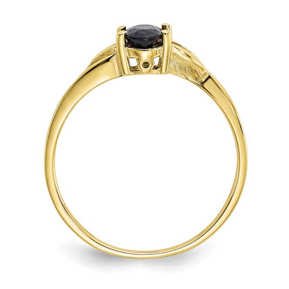 10K-Gelbgold-Ring mit poliertem Echtem Saphir-Geburtsstein