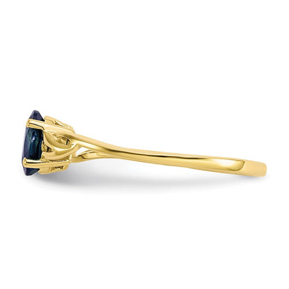 10K-Gelbgold-Ring mit poliertem Echtem Saphir-Geburtsstein