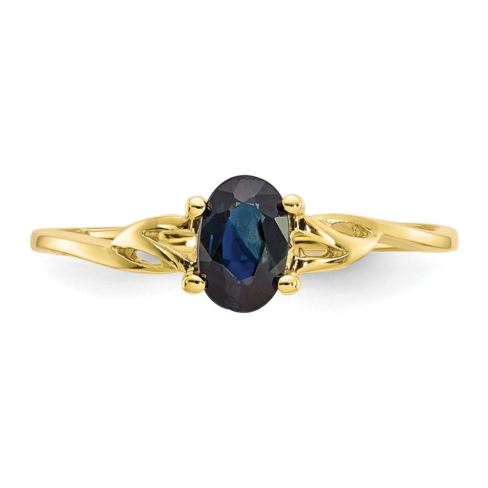 10K-Gelbgold-Ring mit poliertem Echtem Saphir-Geburtsstein