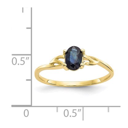 10K-Gelbgold-Ring mit poliertem Echtem Saphir-Geburtsstein