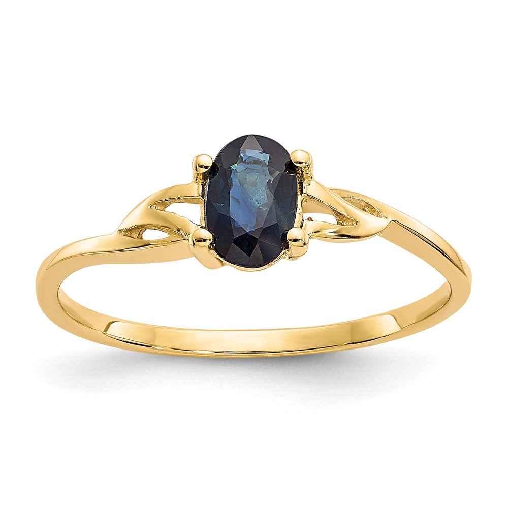 10K-Gelbgold-Ring mit poliertem Echtem Saphir-Geburtsstein