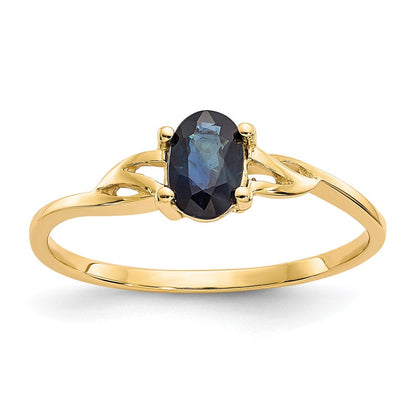10K-Gelbgold-Ring mit poliertem Echtem Saphir-Geburtsstein