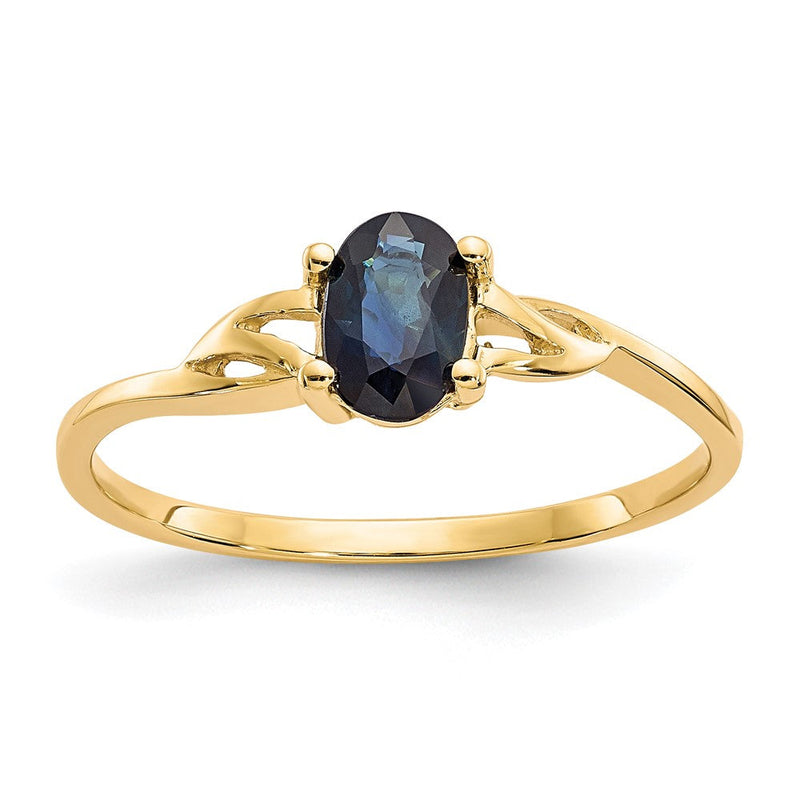 10K-Gelbgold-Ring mit poliertem Echtem Saphir-Geburtsstein