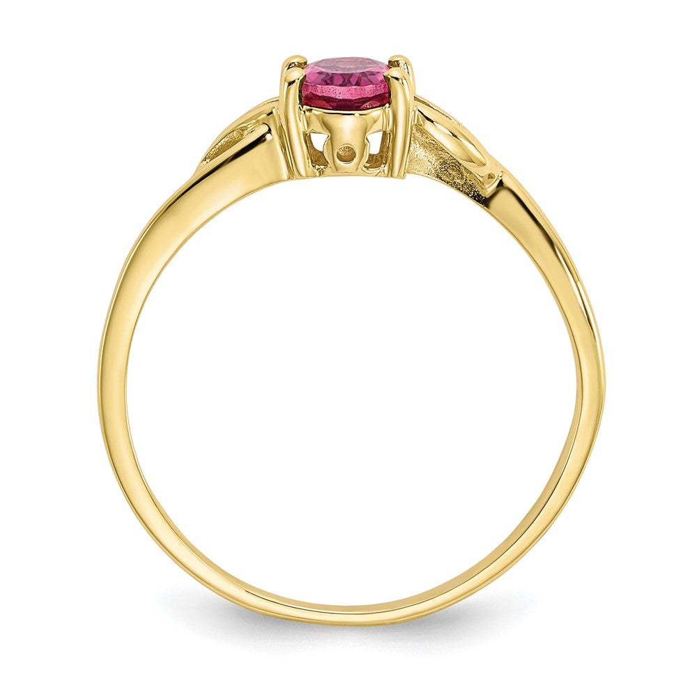10K Gelbgold Ring mit poliertem echtem Rosa Turmalin Geburtsstein