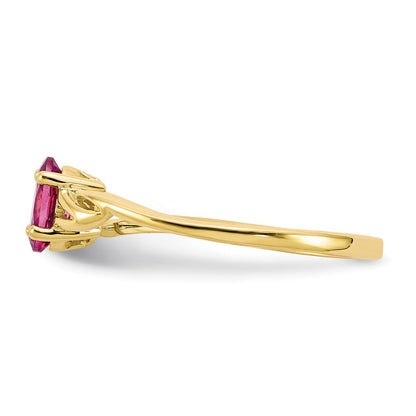 10K Gelbgold Ring mit poliertem echtem Rosa Turmalin Geburtsstein