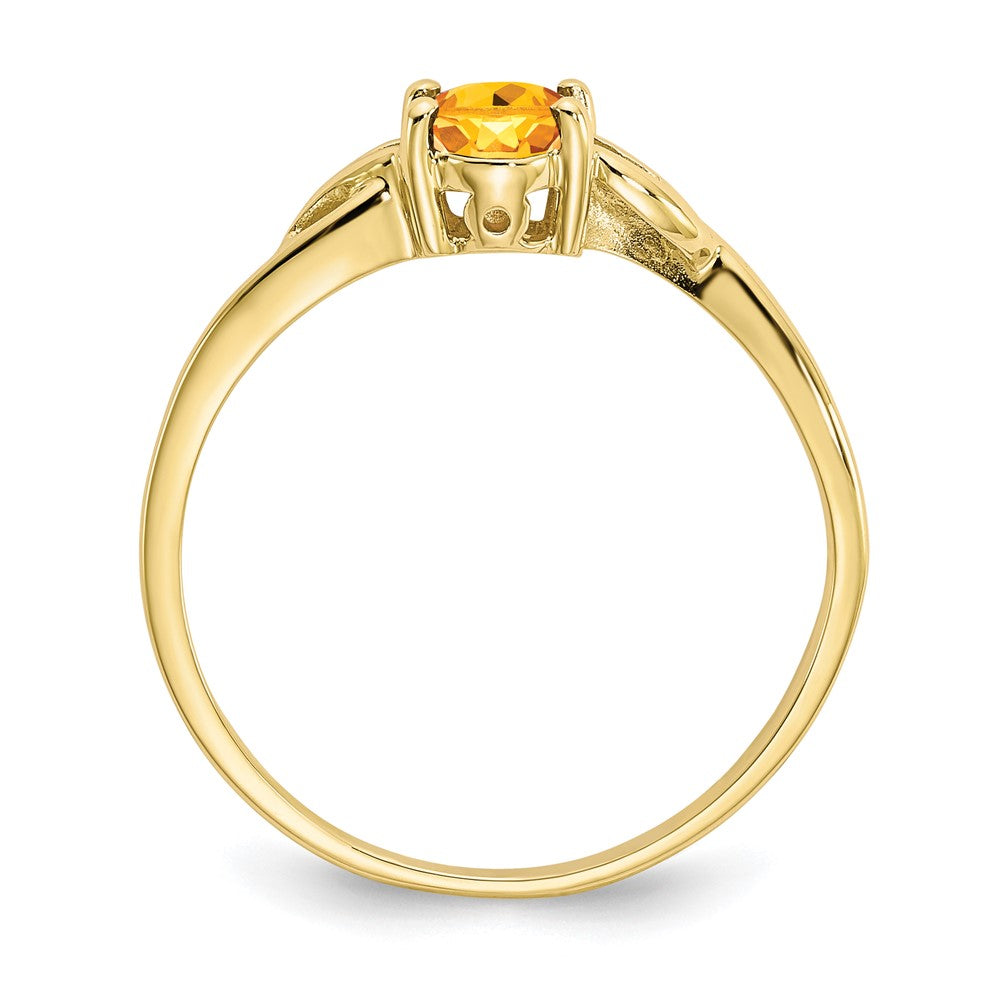 10K Gelbgold Polierter Echter Citrin-Geburtsstein-Ring