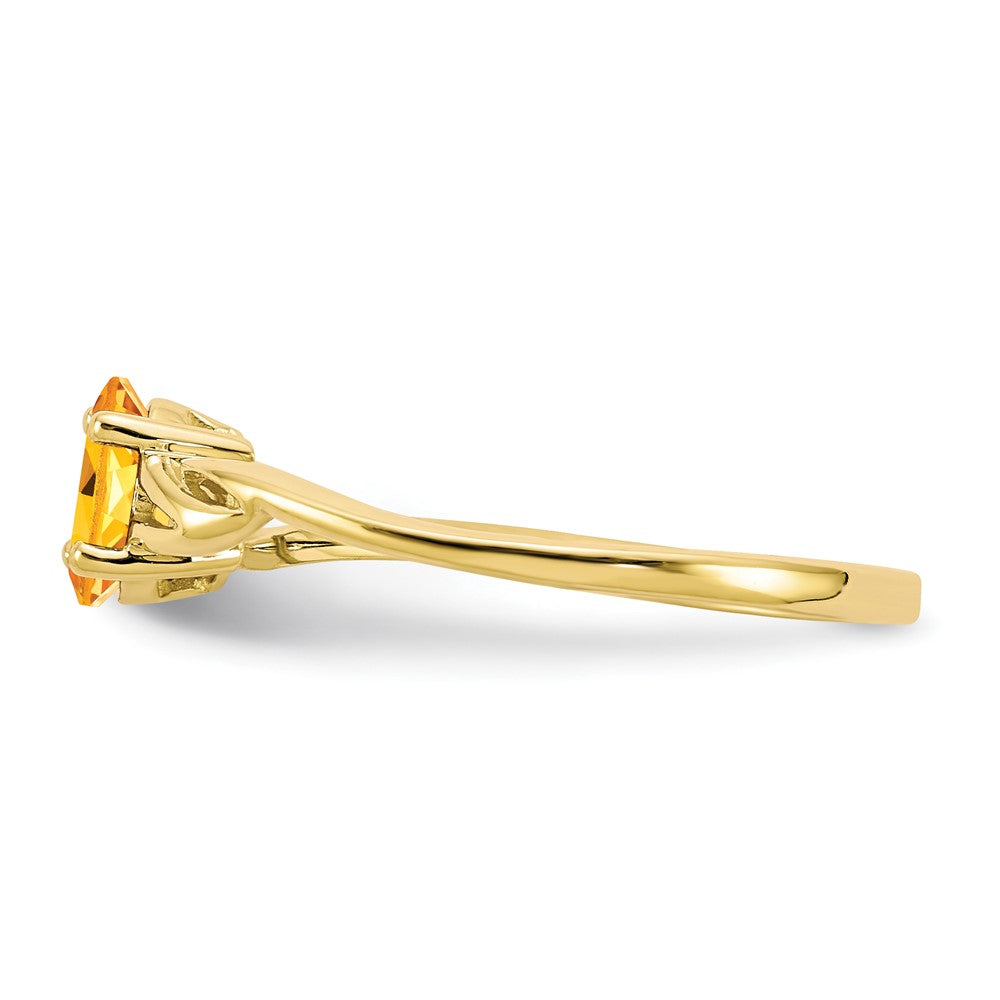 10K Gelbgold Polierter Echter Citrin-Geburtsstein-Ring