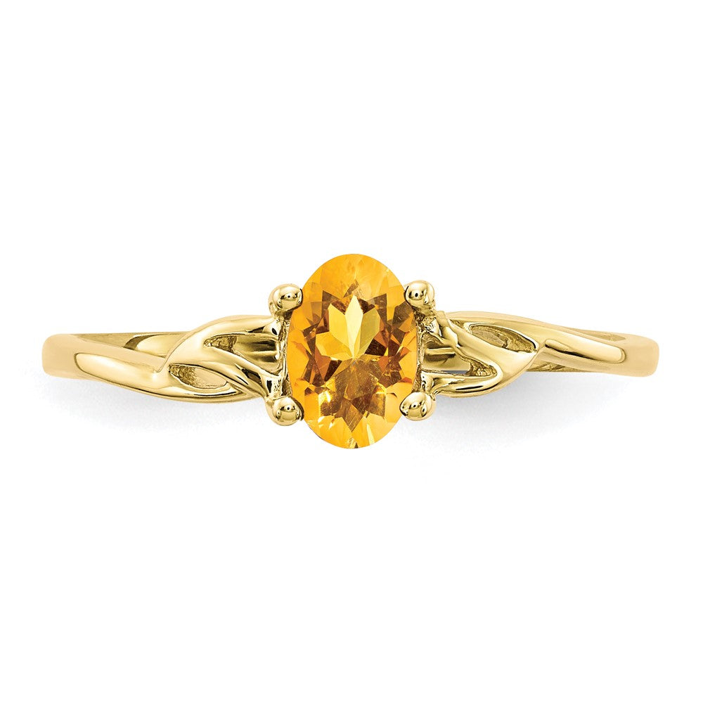 10K Gelbgold Polierter Echter Citrin-Geburtsstein-Ring