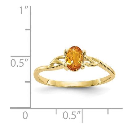 10K Gelbgold Polierter Echter Citrin-Geburtsstein-Ring