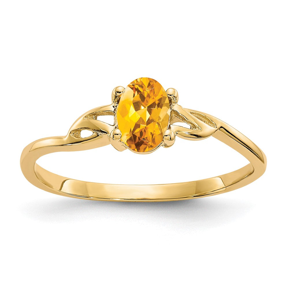 10K Gelbgold Polierter Echter Citrin-Geburtsstein-Ring