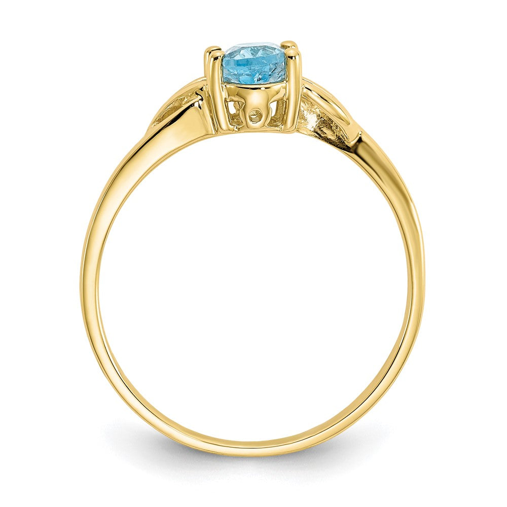 10K Gelbgold Ring mit poliertem echtem Blautopas-Geburtsstein