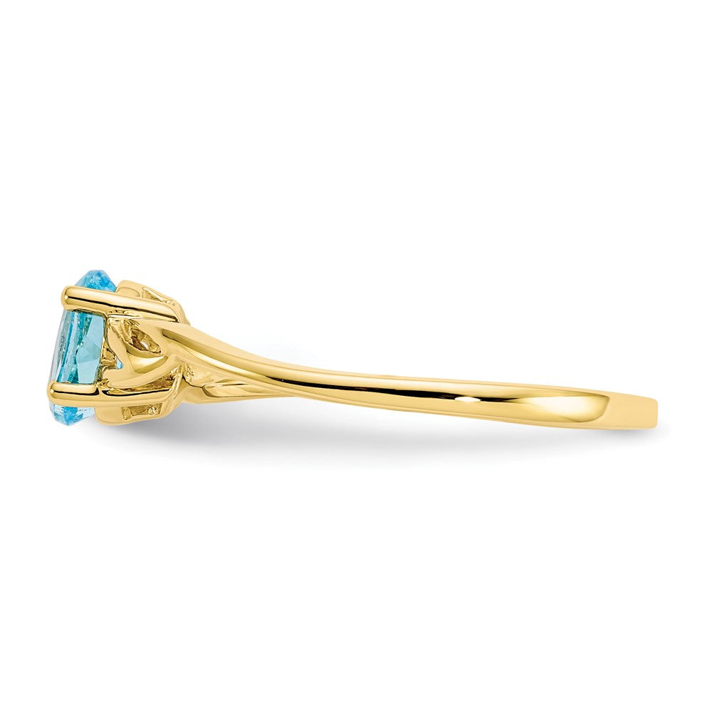 10K Gelbgold Ring mit poliertem echtem Blautopas-Geburtsstein