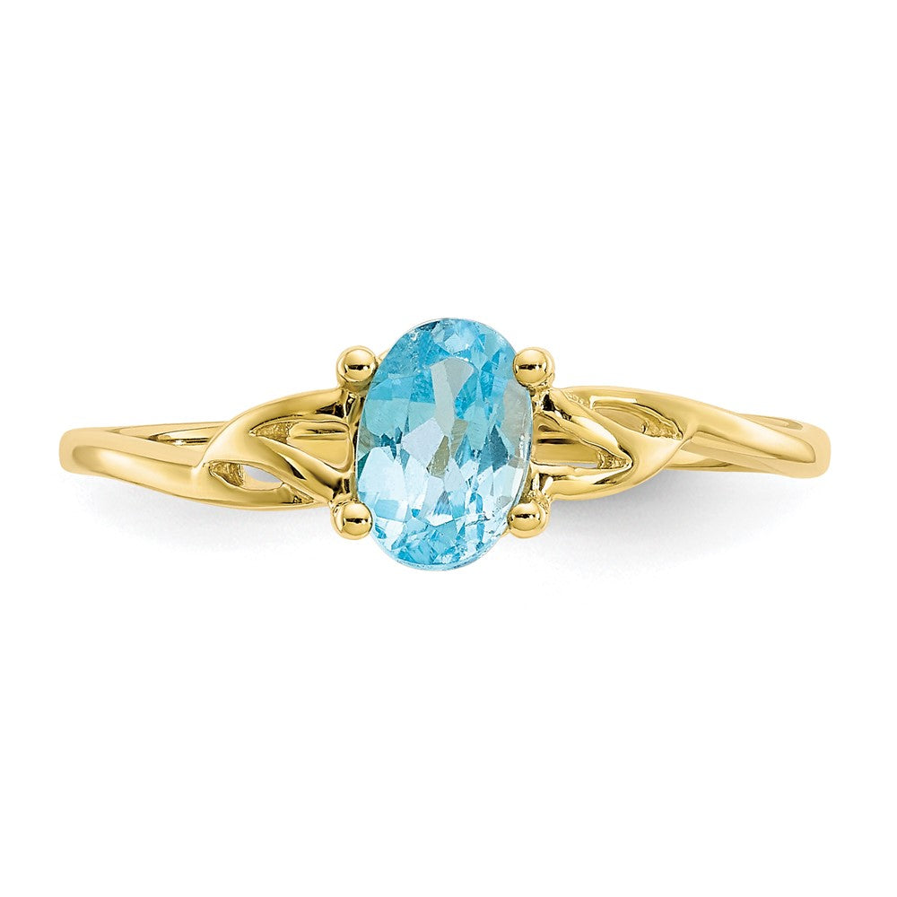 10K Gelbgold Ring mit poliertem echtem Blautopas-Geburtsstein
