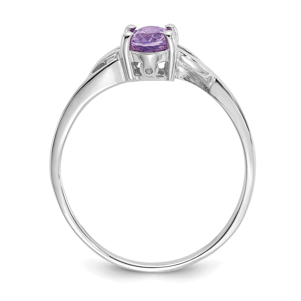 14K Weißgold Ring mit Politur und echtem Amethyst-Geburtsstein