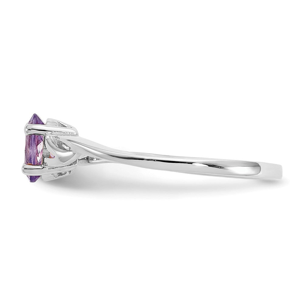 14K Weißgold Ring mit Politur und echtem Amethyst-Geburtsstein