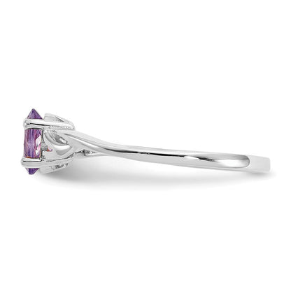 14K Weißgold Ring mit Politur und echtem Amethyst-Geburtsstein