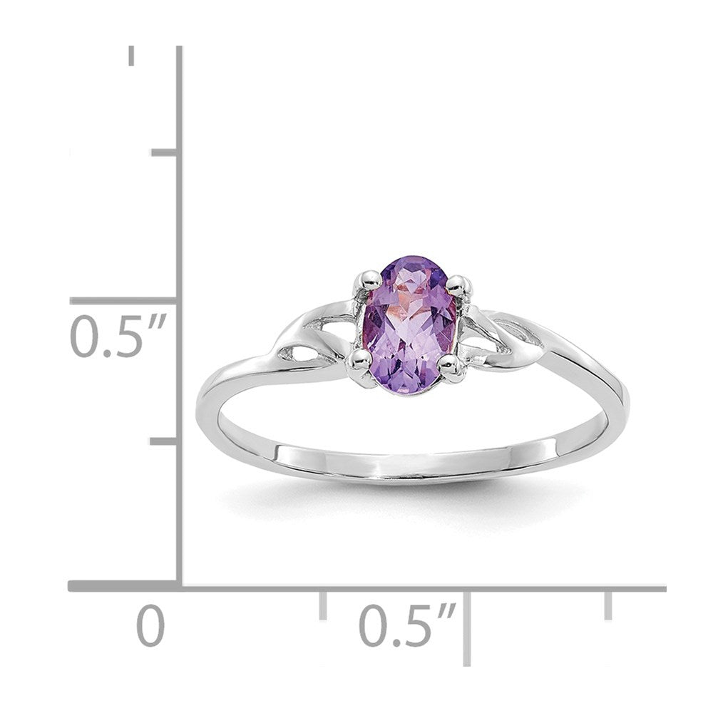 14K Weißgold Ring mit Politur und echtem Amethyst-Geburtsstein