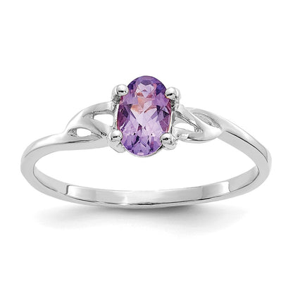 14K Weißgold Ring mit Politur und echtem Amethyst-Geburtsstein