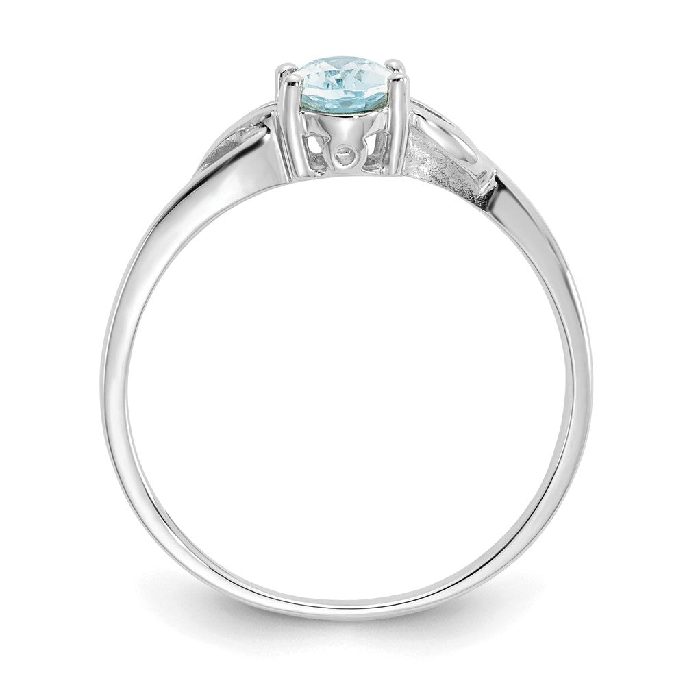 14K Weißgold Ring mit Hochglanzpolitur und echtem Aquamarin-Geburtsstein