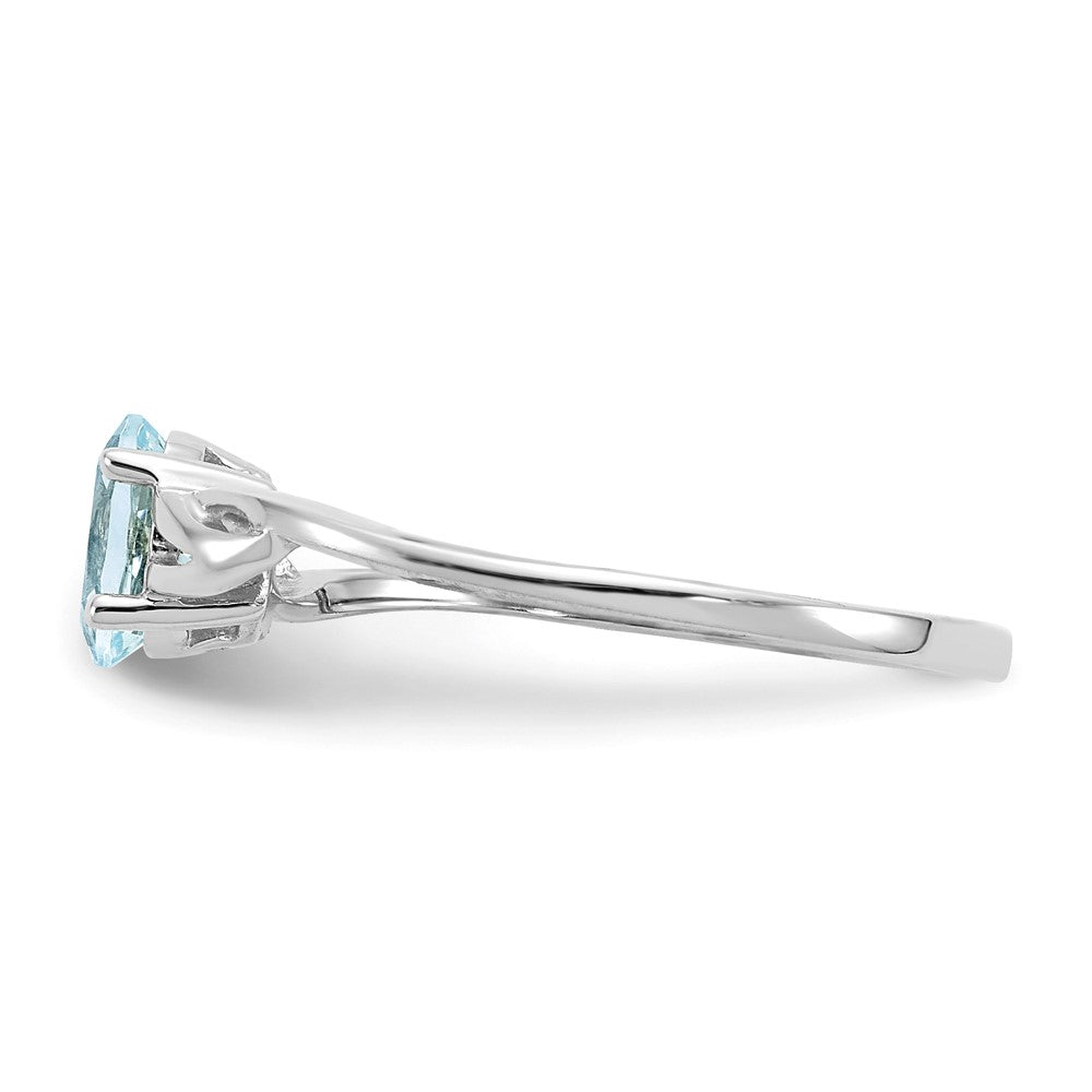 14K Weißgold Ring mit Hochglanzpolitur und echtem Aquamarin-Geburtsstein