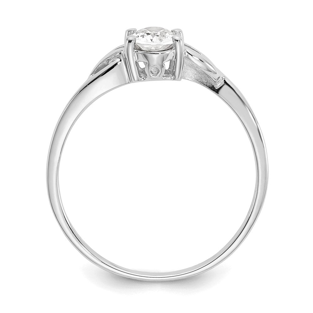 14K Weißgold Ring mit echtem Weißem Topas, Geburtsstein, poliert