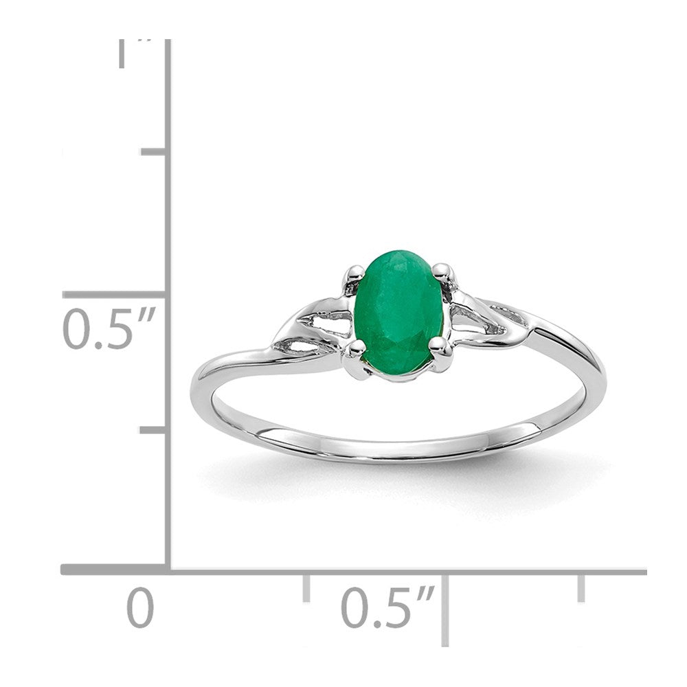 14K Weißgold Ring mit poliertem echtem Smaragd-Geburtsstein