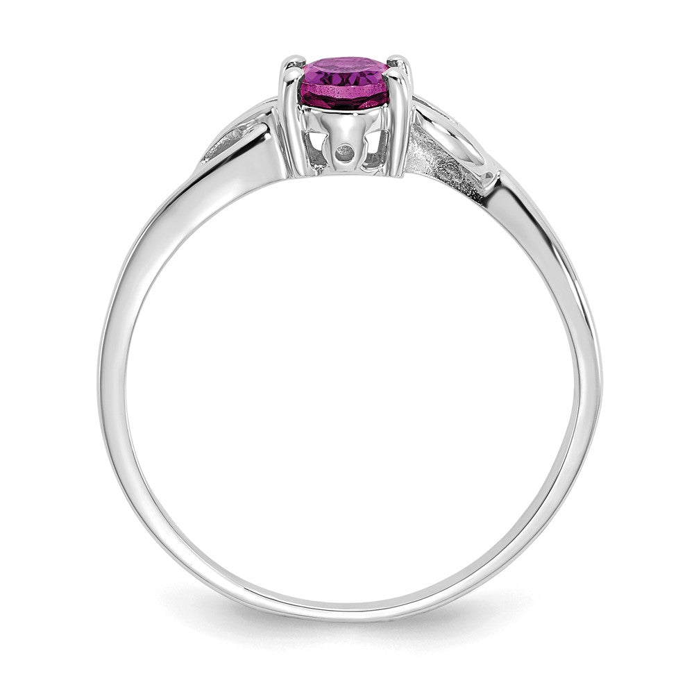 10K Weißgold Ring mit poliertem echtem Rhodolith-Granat-Geburtsstein