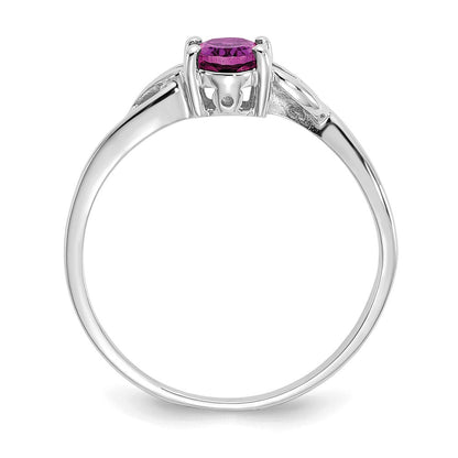 10K Weißgold Ring mit poliertem echtem Rhodolith-Granat-Geburtsstein
