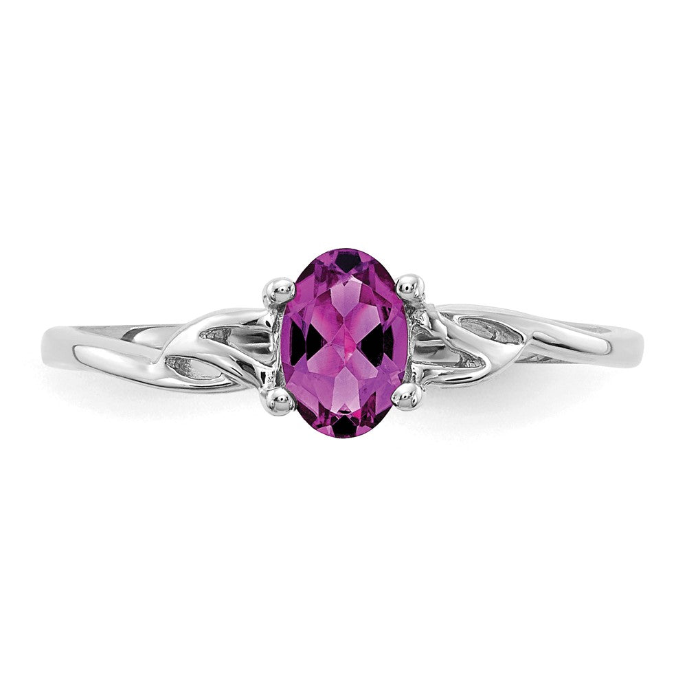 10K Weißgold Ring mit poliertem echtem Rhodolith-Granat-Geburtsstein