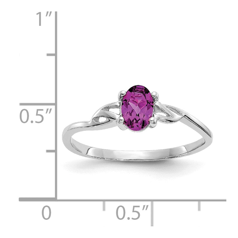 10K Weißgold Ring mit poliertem echtem Rhodolith-Granat-Geburtsstein