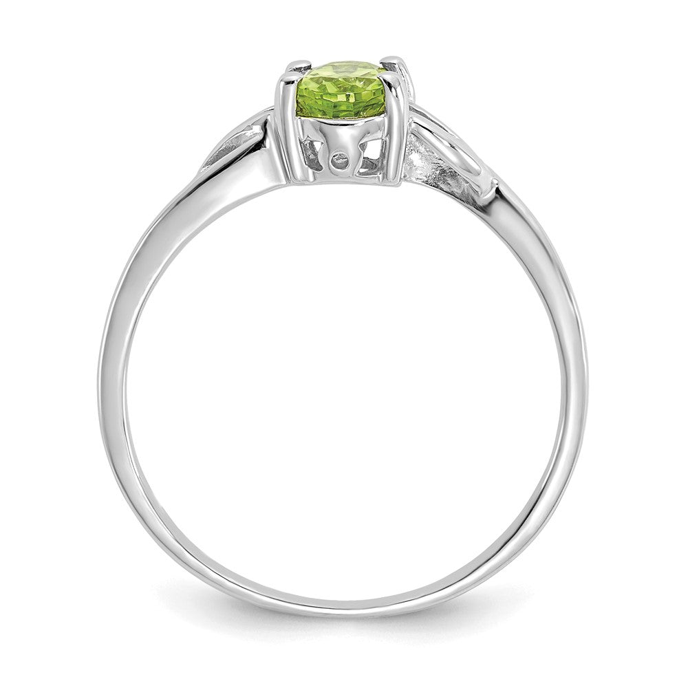 10K Weißgold Ring mit poliertem echtem Peridot-Geburtsstein