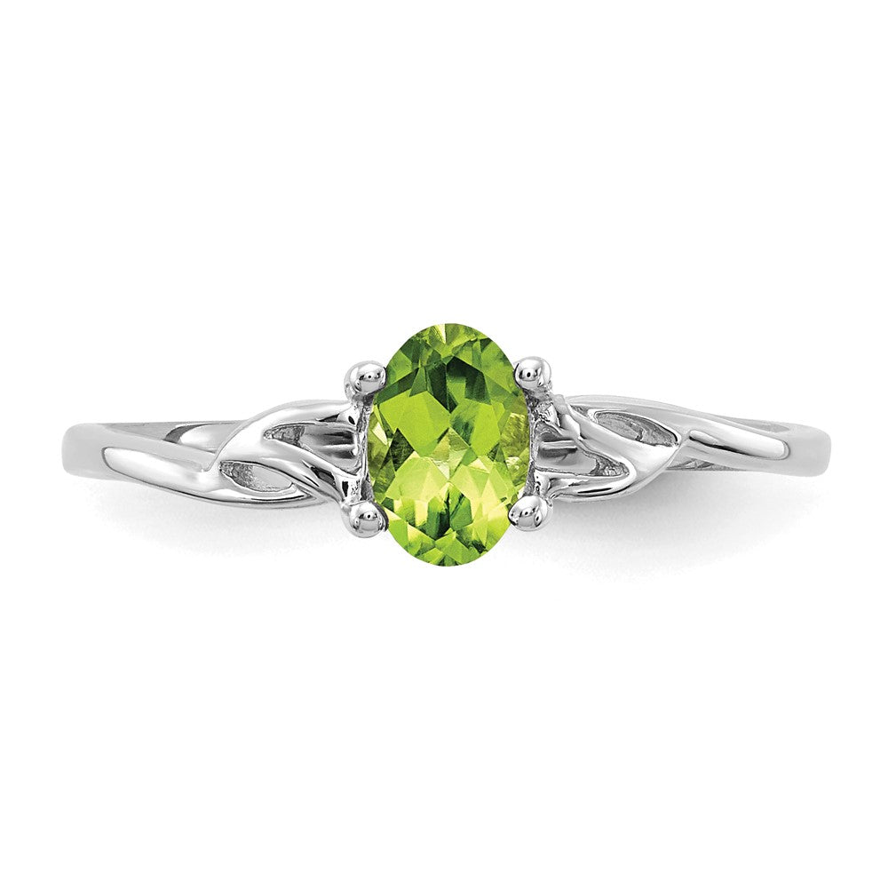 10K Weißgold Ring mit poliertem echtem Peridot-Geburtsstein
