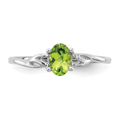 10K Weißgold Ring mit poliertem echtem Peridot-Geburtsstein