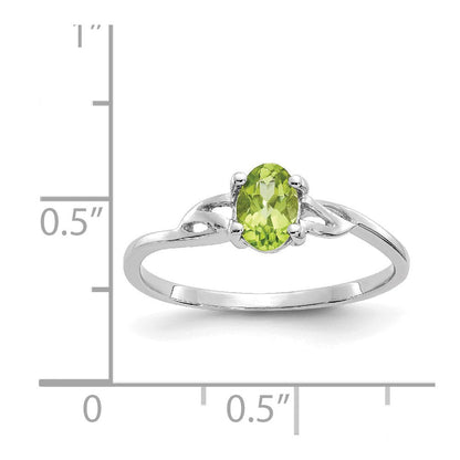 10K Weißgold Ring mit poliertem echtem Peridot-Geburtsstein