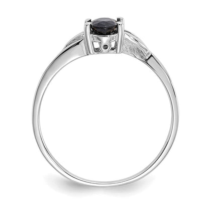 14K Weißgold Ring mit poliertem echtem Saphir-Geburtsstein