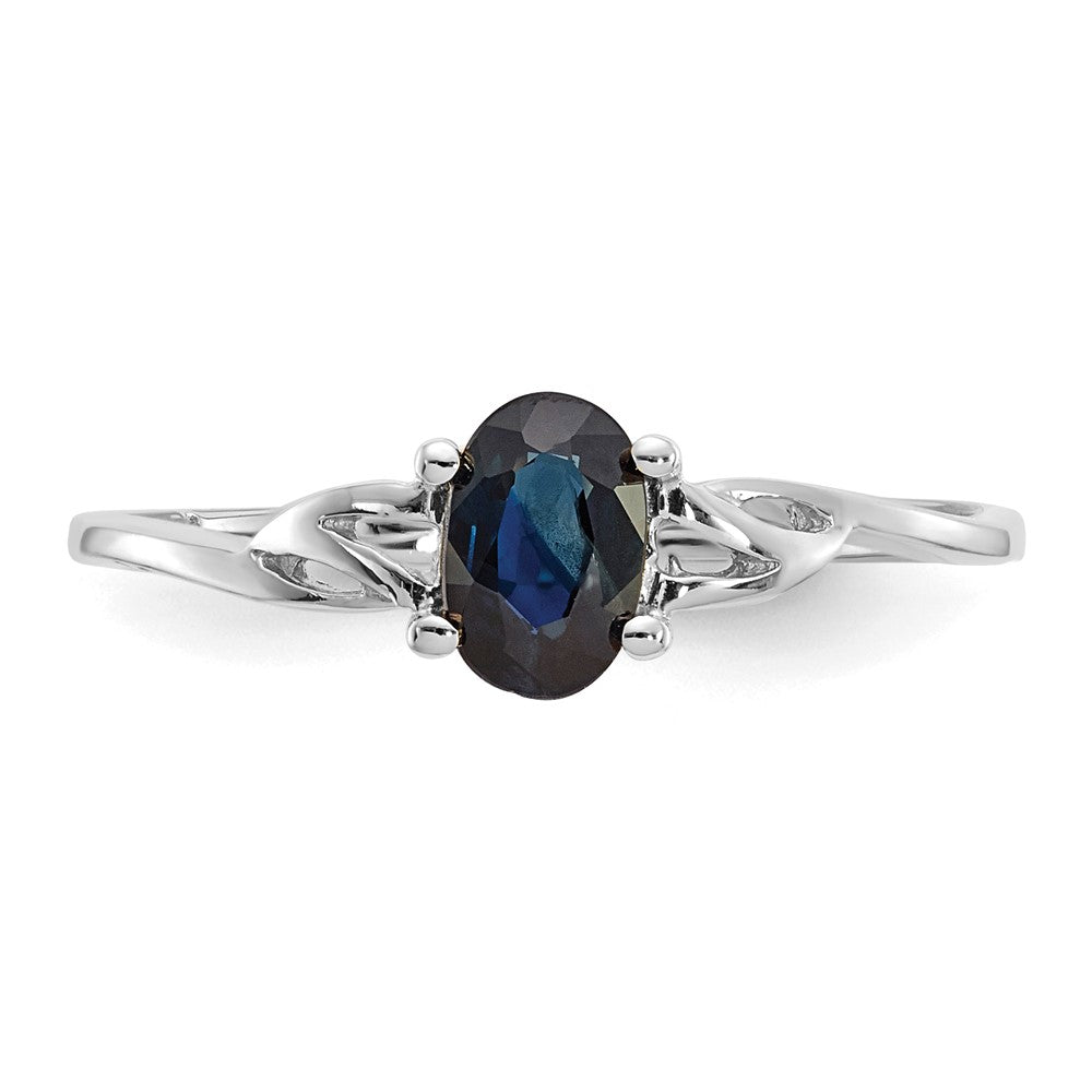 14K Weißgold Ring mit poliertem echtem Saphir-Geburtsstein