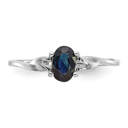 14K Weißgold Ring mit poliertem echtem Saphir-Geburtsstein