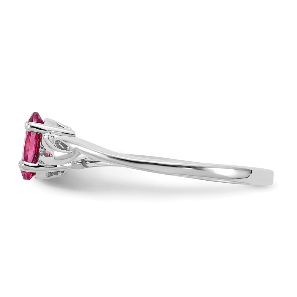 10K Weißgold Ring mit poliertem, echtem Rosa Turmalin-Geburtsstein