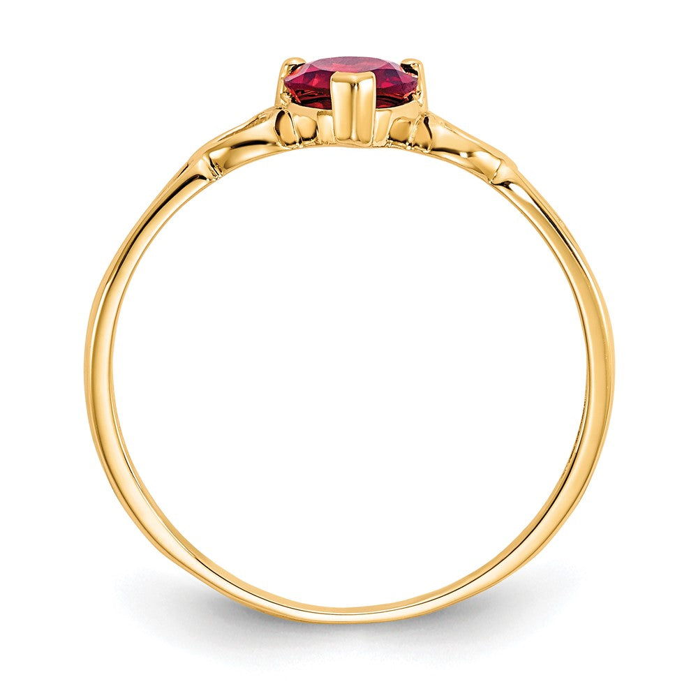 10K Gelbgold Ring mit poliertem echtem Granat-Geburtsstein