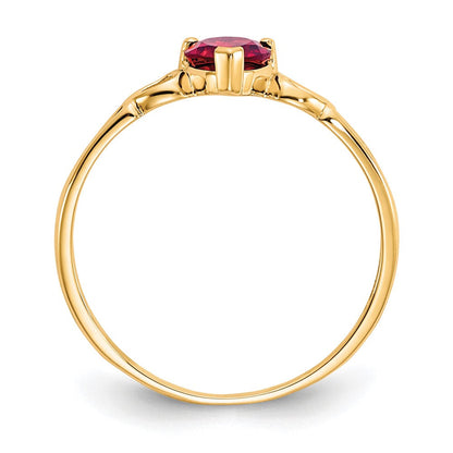 10K Gelbgold Ring mit poliertem echtem Granat-Geburtsstein