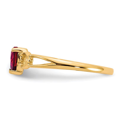 10K Gelbgold Ring mit poliertem echtem Granat-Geburtsstein