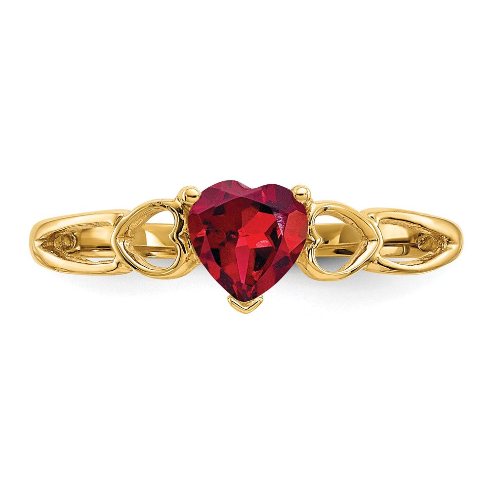 10K Gelbgold Ring mit poliertem echtem Granat-Geburtsstein