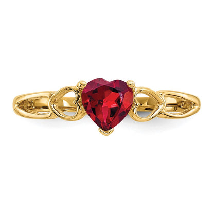 10K Gelbgold Ring mit poliertem echtem Granat-Geburtsstein