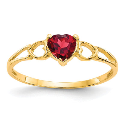 10K Gelbgold Ring mit poliertem echtem Granat-Geburtsstein