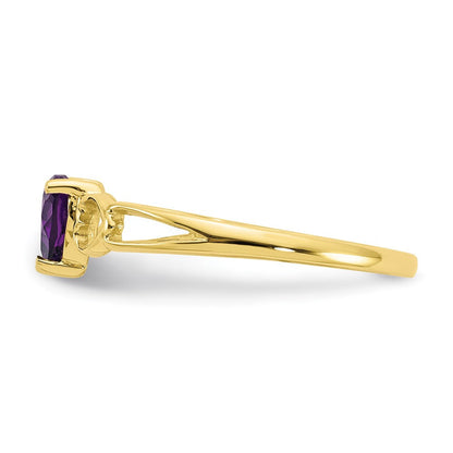 10K Gelbgold Ring mit poliertem echtem Amethyst-Geburtsstein