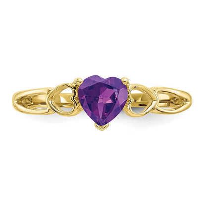 10K Gelbgold Ring mit poliertem echtem Amethyst-Geburtsstein