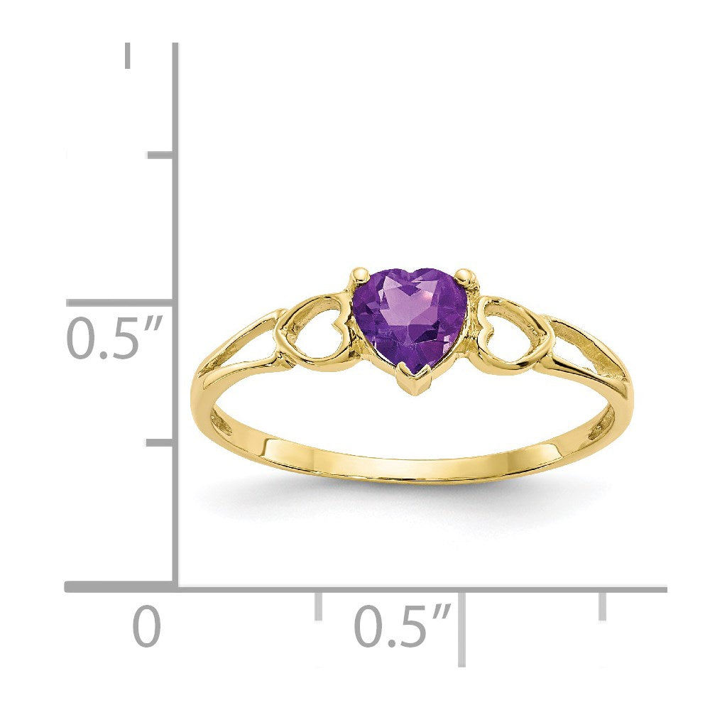 10K Gelbgold Ring mit poliertem echtem Amethyst-Geburtsstein